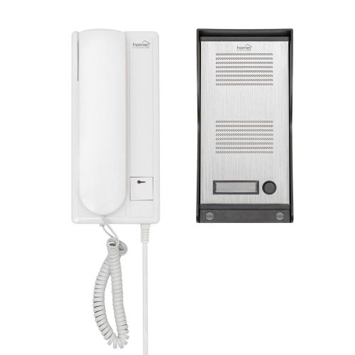 SOMOGYI Home DP 22 vezetékes kaputelefon szett, falon kívüli alumínium kültéri egység, kétvezetékes bekötés, zárnyitási lehetőség, IP23 vízállóság, 230V