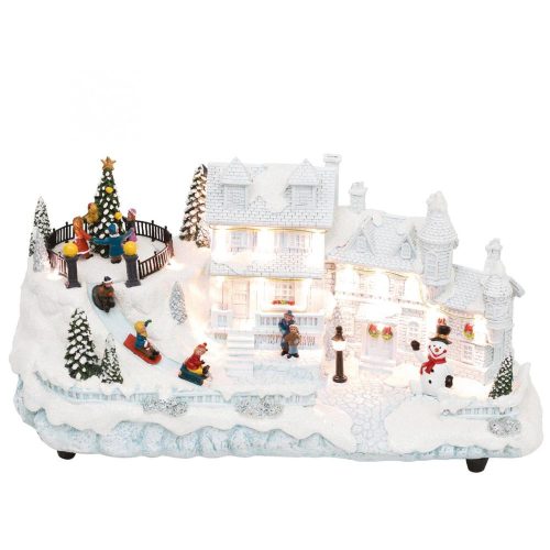 SOMOGYI Home DRM 16 dioráma, fehér ház, LED, fenyőfa, beltéri