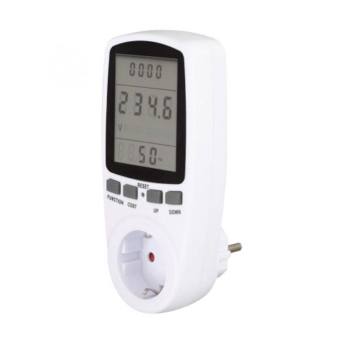 SOMOGYI Home EM 04 fogyasztásmérő, fogyasztás és költség ellenőrzése, teljesítmény, feszültség, áramerősség, fogyasztás, költségek kijelzése, 250 V, 3680 W