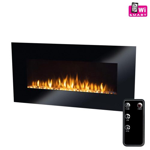 SOMOGYI Home FKK 3000 WIFI fali smart elektromos kandalló, 1000W/2000W, heti program, távirányító, edzett üveg előlap, fekete