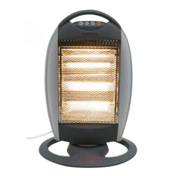   SOMOGYI Home FK 21 álló elektromos halogén hősugárzó fűtőtest, 400W/800W/1200W, oszcillálás, IP20 védelem, fekete/ezüst