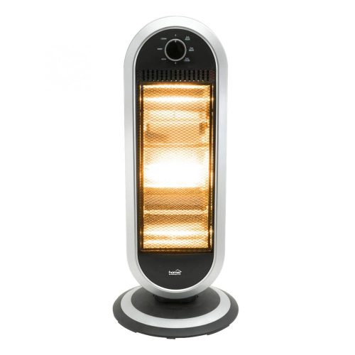 SOMOGYI Home FK 23 álló elektromos halogén hősugárzó fűtőtest, 400W/800W/1200W, oszcillálás, IP20 védelem, fekete/ezüst