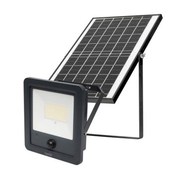   SOMOGYI Home FLP1800SOLAR napelemes LED reflektor, 112 db SMD LED, 1800lm, mozgásérzékelő, IP65 védettség, szolárpanel, távirányítható