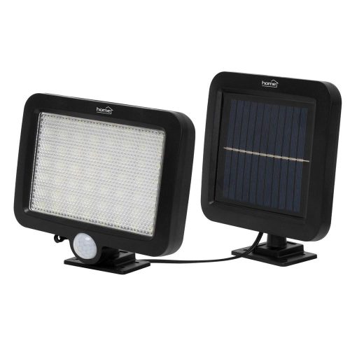 SOMOGYI Home FLP250SOLAR napelemes LED reflektor, 250 lm, PIR mozgásérzékelő, 120° 5m, 56 db hidegfehér SMD LED, energiatakarékos, műanyag, IP44