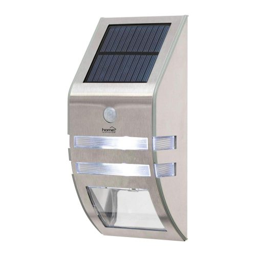 SOMOGYI Home FLP30SOLAR napelemes LED lámpa, 30 lm, PIR mozgásérzékelő, 3-5m, 2 db hidegfehér SMD LED, energiatakarékos, fém + műanyag, IP44