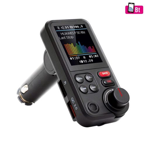 SOMOGYI SAL FMBT HIFI autós kihangosító és töltő, dupla USB töltő, QC3.0, feszültségmérő, MicroSD, AUX, D/A és földhurok zajszűrő