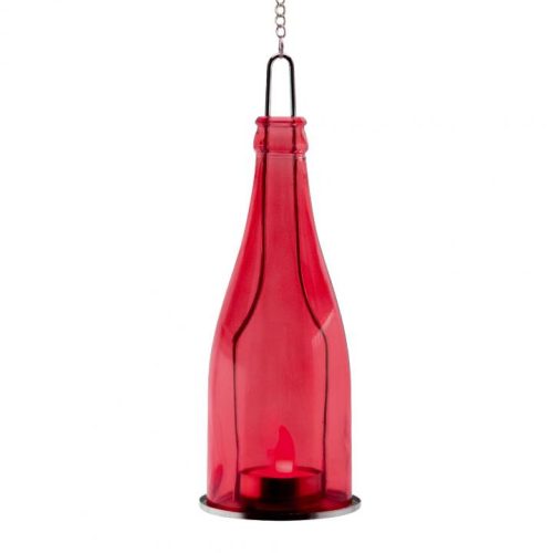 SOMOGYI Home GB 23/YE dekorációs üveg, 1 db narancs LED mécses, piros