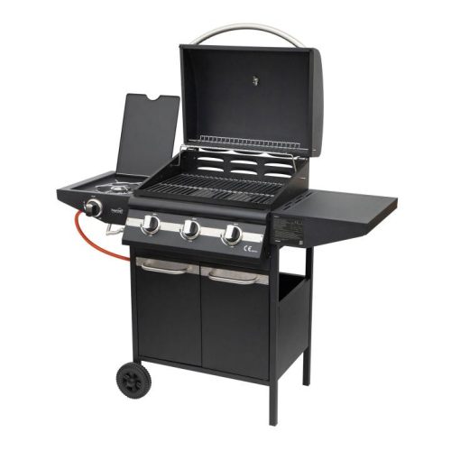 SOMOGYI Home GRG01 gázgrill, 3 főégővel, 1 oldalégővel, 3,2 kW teljesítmény égőnként, nyomásszabályozó készlettel