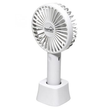   SOMOGYI Home HF 9/WH kézi, tölthető ventilátor, 4 W, 10 cm-es lapátátmérő, 3 fokozat, 1200 mAh Li-ion akkumulátor, asztali tartó, fehér