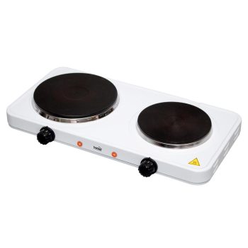   SOMOGYI Home HG R 02WH hordozható elektromos főzőlap, dupla, teljesítmény 1000 W + 1500 W, ∅15 cm + ∅18 cm főzőfelület, zománcozott készülékház, fehér