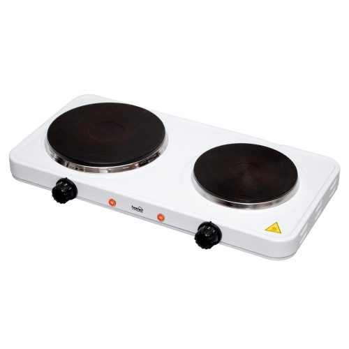 SOMOGYI Home HG R 02WH hordozható elektromos főzőlap, dupla, teljesítmény 1000 W + 1500 W, ∅15 cm + ∅18 cm főzőfelület, zománcozott készülékház, fehér