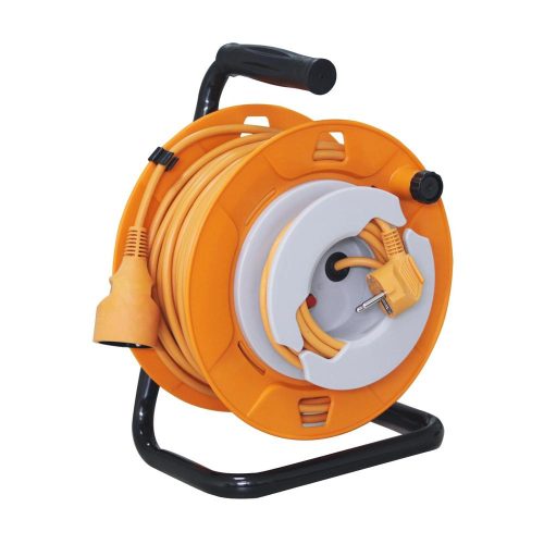 SOMOGYI Home HJR 24-30 kábeldob, 27 + 3 m, IP20 kivitel, H05VV-F 3G1,0 mm2 kábel, védőkapcsoló, max. 2300 W, fém talp