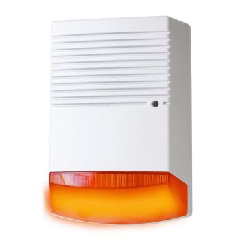   SOMOGYI Home HSS 110 kültéri riasztó-álsziréna, élethű szirénamegjelenés, IP44 vízálló, folyamatos felvillanó piros led, stabil masszív kivitel, elemes tápellátás