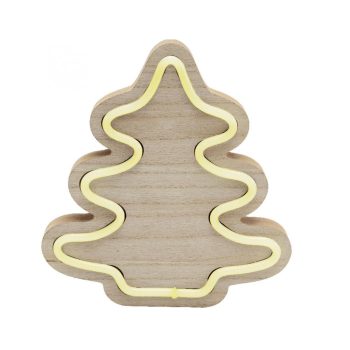   SOMOGYI Home KAD 28 fa asztaldísz, fenyő, LED neon-light szalag, melegfehér