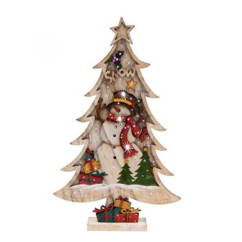   SOMOGYI Home KAD 35 optikai szálas asztali dísz, festett fa, fehér fenyő, színes fénypontok