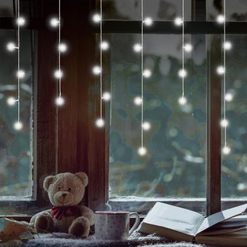   SOMOGYI Home KAF 50C LED/WH LED-es fényfüggöny, 0,81 m / 50 db hidegfehér LED,  fehér vezeték, álló fényű, hálózati adapter, beltéri kivitel