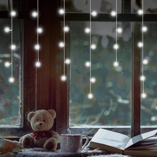 SOMOGYI Home KAF 50C LED/WH LED-es fényfüggöny, 0,81 m / 50 db hidegfehér LED,  fehér vezeték, álló fényű, hálózati adapter, beltéri kivitel