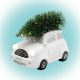 SOMOGYI Home KDCA 15 LED-es kerámia figura, fehér autó fenyővel, 11 db LED