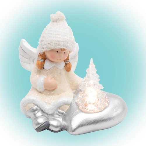 SOMOGYI Home KDC 13 LED-es kerámia figura, angyal, 1 db LED, fenyőfa