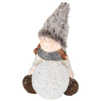   SOMOGYI Home KDC 28 kerámia-plüss dekoráció, EVA gömb, 1 db LED