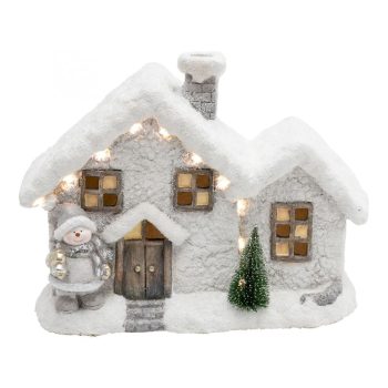   SOMOGYI Home KDC 33 LED-es kerámia figura, havas házikó, 12 db LED, 42 x 20 x 33 cm