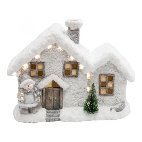 SOMOGYI Home KDC 33 LED-es kerámia figura, havas házikó, 12 db LED, 42 x 20 x 33 cm