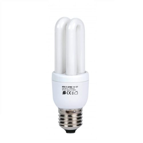 SOMOGYI Energiatakarékos izzó, 2U, 7W, E27, melegfehér