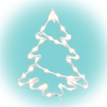   SOMOGYI LED-es ablakdísz, fenyőfa, 6/18h timer, adapteres, melegfehér