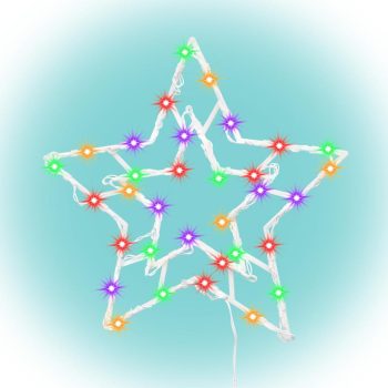   SOMOGYI LED-es ablakdísz, csillag, 6/18h timer, adapteres, színes