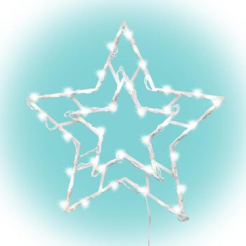   SOMOGYI LED-es ablakdísz, csillag, 6/18h timer, adapteres, melegfehér