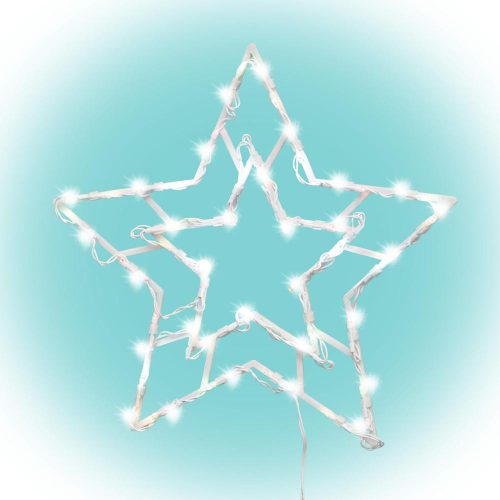 SOMOGYI LED-es ablakdísz, csillag, 6/18h timer, adapteres, melegfehér