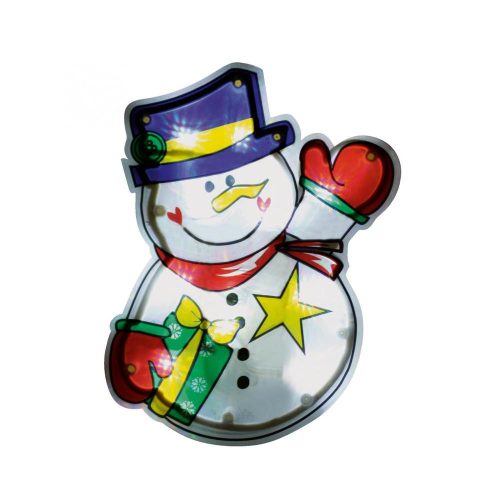 SOMOGYI Home KID 312 hóember ablakdísz, 10 db LED, öntapadó elemtartó, 19 x 21 cm