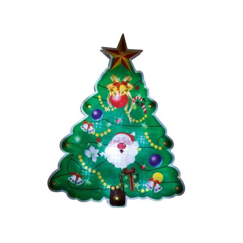 SOMOGYI Home KID 311 karácsonyfa ablakdísz, 10 db LED, öntapadó elemtartó, 16 x 20 cm