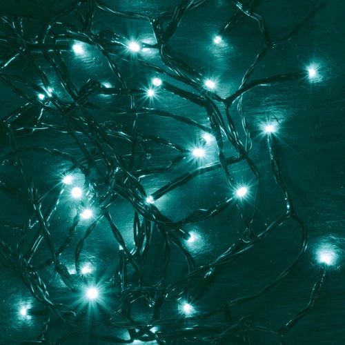 SOMOGYI Home KII 100/T LED-es fényfüzér, 8 m / 100 db türkiz LED, állófényű, zöld vezeték, hálózati adapter, beltéri kivitel