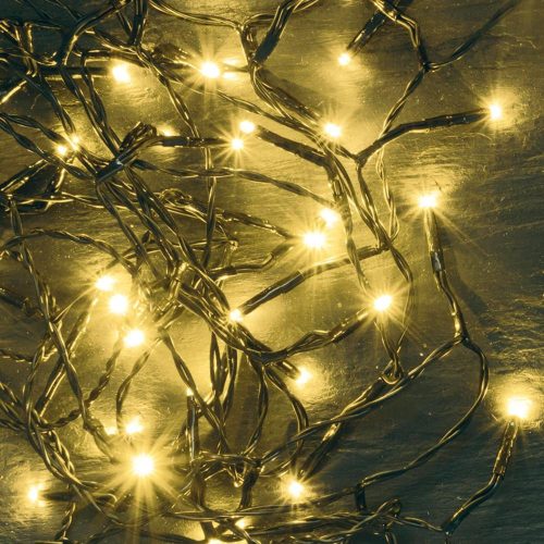 SOMOGYI Home KII 200/WW LED-es fényfüzér, 16 m / 200 db melegfehér LED, állófényű, zöld vezeték, hálózati adapter, beltéri kivitel