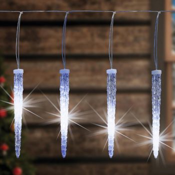   SOMOGYI Home KJL 360 LED-es jégcsap fényfüzér, 5,32x0,36 m / 360 db hidegfehér LED, 15 db jégcsap, átlátszó vezeték, fényjáték, hálózati adapter, kül- és beltéri kivitel