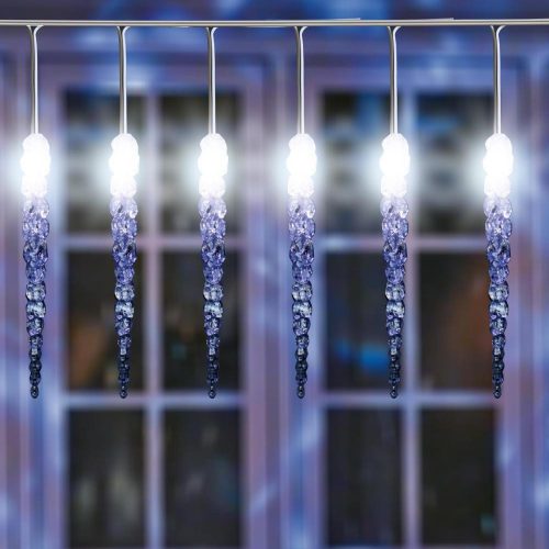 SOMOGYI Home KJL 50C LED-es jégcsap fényfüzér, 7,3x0,25 m / 50 db hidegfehér LED, 50 db jégcsap, fehér vezeték, állófényű, hálózati adapter, kül- és beltéri kivitel