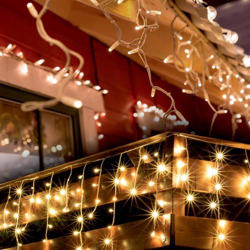 SOMOGYI Home KKF 158/WW LED-es fényfüggöny, 5 m / 150 db melegfehér LED, 8 fényprogram, fehér vezeték, hálózati adapter, kül- és beltéri kivitel