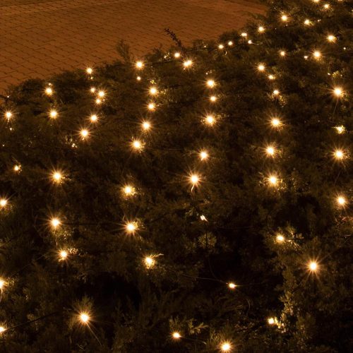 SOMOGYI Home KLN 160C/WW LED-es háló, 2x1,5 m / 160 db melegfehér LED, zöld vezeték, állófényű, hálózati adapter, kül- és beltéri kivitel