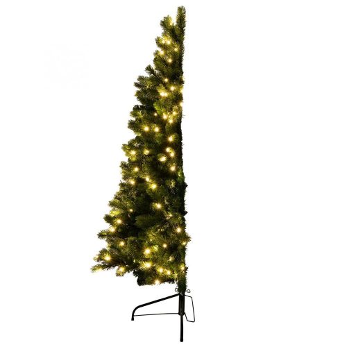 SOMOGYI Home KMF 7/150 fél műfenyő beépített világítással, 180 db LED, 150 cm magasság, 85 cm legnagyobb átmérő, talpkapcsoló, sík oldal