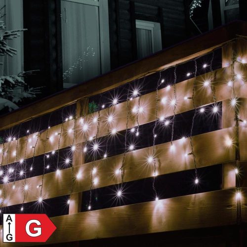SOMOGYI Home KSF 50F/WH LED-es fényfüggöny, 3 m / 38 db hidegfehér és 12 db hidegfehér villogó LED, fekete vezeték, sorolható, kül- és beltéri kivitel