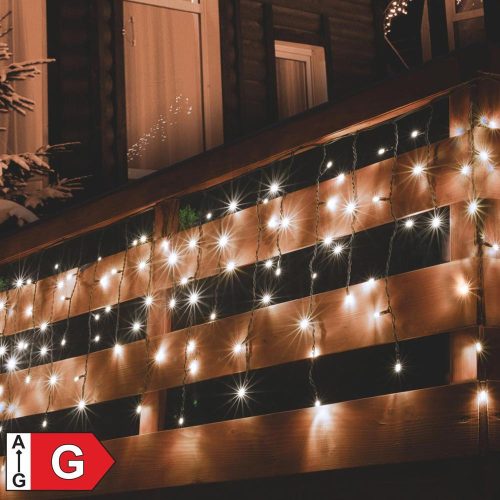 SOMOGYI Home KSF 50F/WW LED-es fényfüggöny, 3 m / 38 db melegfehér és 12 db hidegfehér villogó LED, fekete vezeték, sorolható, kül- és beltéri kivitel