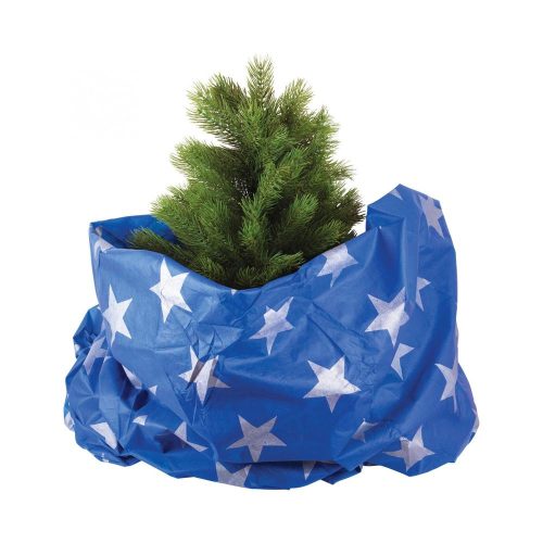SOMOGYI Home KT 250/BL karácsonyfa takaró, kék alap, ezüst csillagok, fleece, beltéri