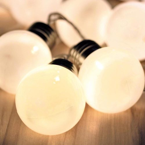 SOMOGYI Home LP 20/WW LED-es villanykörte fényfüzér, 9,5 m / 20 db melegfehér LED, villanykörte búra, állófényű, átlátszó vezeték, adapter, kül- és beltéri kivitel