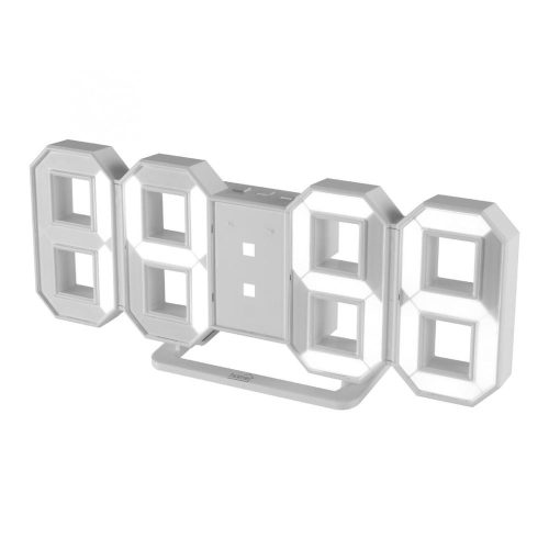 SOMOGYI Home LTC 04 digitális, 3D LED ébresztőóra, 80 mm magas fehér kijelző, kitűnően leolvasható, háromféle fényerősség,