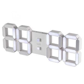   SOMOGYI Home LTC 05 digitális, 3D LED ébresztőóra, 128 mm magas fehér kijelző, kitűnően leolvasható, háromféle fényerősség, idő, dátum és hőmérséklet-kijelzés