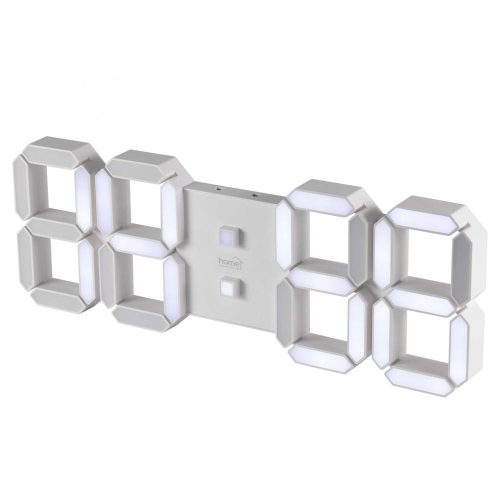 SOMOGYI Home LTC 05 digitális, 3D LED ébresztőóra, 128 mm magas fehér kijelző, kitűnően leolvasható, háromféle fényerősség, idő, dátum és hőmérséklet-kijelzés