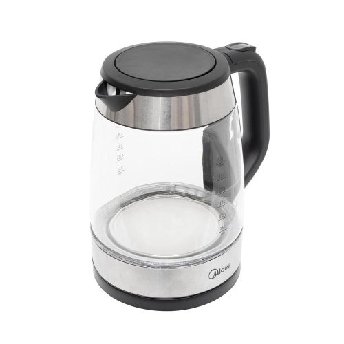 SOMOGYI Midea MK-17G03A2 üveg vízforraló, max. 2200 W, 1,7 literes, vezetéktároló, kék megvilágítás