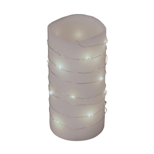 SOMOGYI Home MLF 26/WH micro LED-es fényfüzér, 2 m / 20 db hidegfehér micro LED, állófényű, átlátszó vezeték, időzíthető, gombelemes, lapos elemtartó, beltéri kivitel