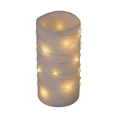 SOMOGYI Home MLF 26/WW micro LED-es fényfüzér, 2 m / 20 db melegfehér micro LED, állófényű, átlátszó vezeték, időzíthető, gombelemes, lapos elemtartó, beltéri kivitel